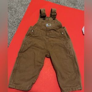 Carhartt brown denim canvas overalls 6 months 6m YIR01 BRN Baby boy FLAW
